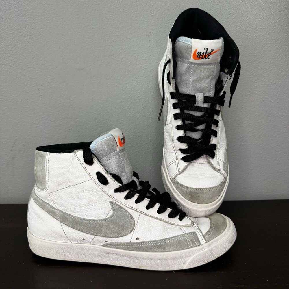 Nike Blazer Mid '77 Vintage High Top Leather Sneaker Suede Swoosh WhiteGrey US 7